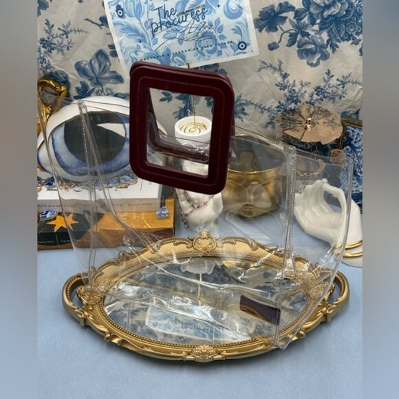 🆕 STAUD 🧿 NWOT Shirley Transparent Bag, Burgundy/Transparent *MISSING POUCH* - Picture 3 of 10